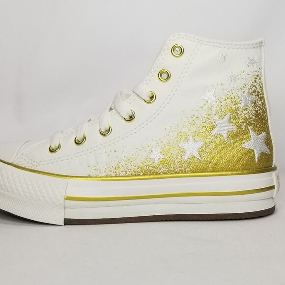 Converse Women's CTAS Eva Lift Hi Tops Size 6.5 White/Gold NWT - Picture 5 of 10